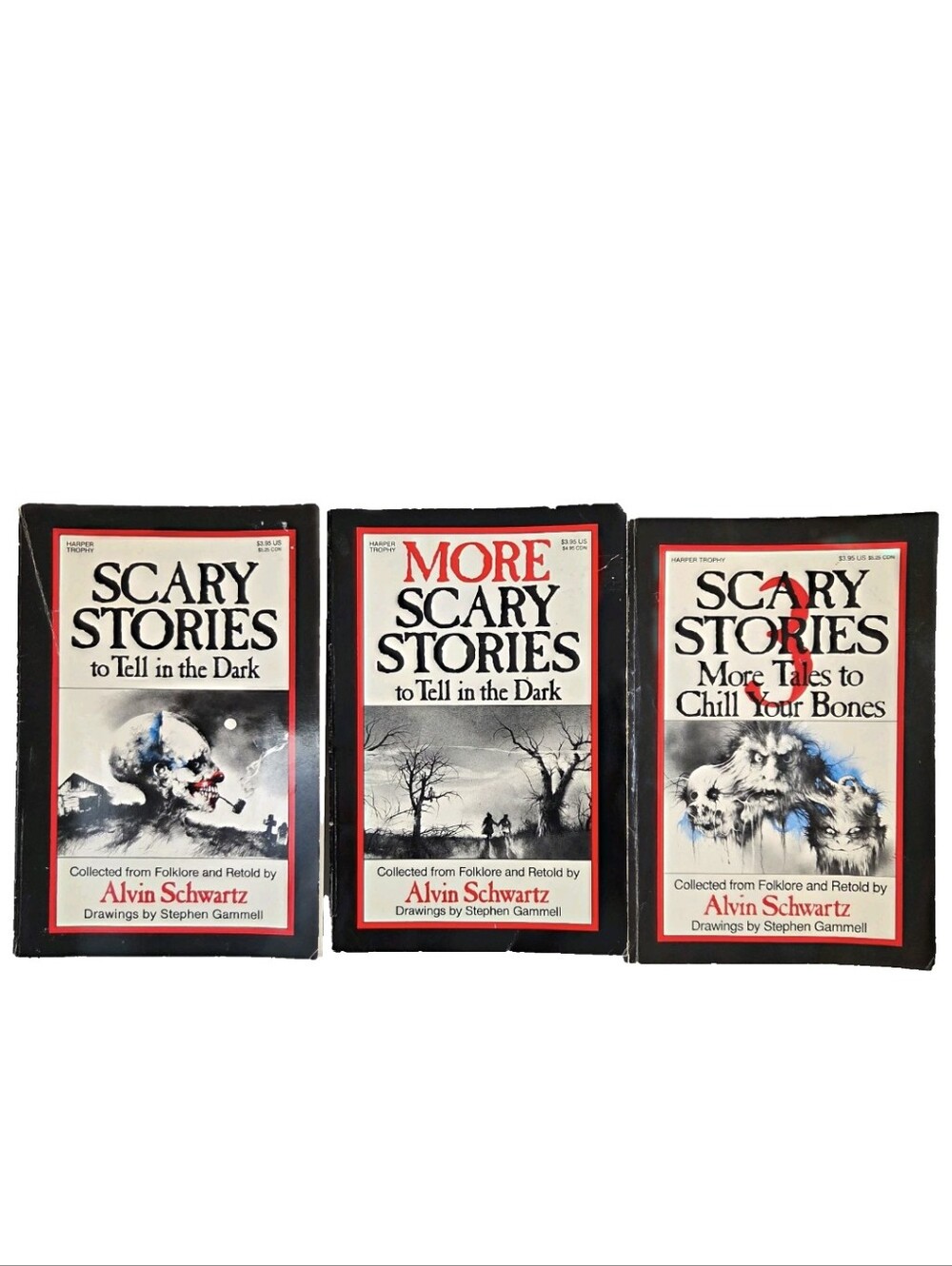 Scary Stories to Tell in the Dark Trilogy Lot Alvin Schwartz Stephen Gammell VTG